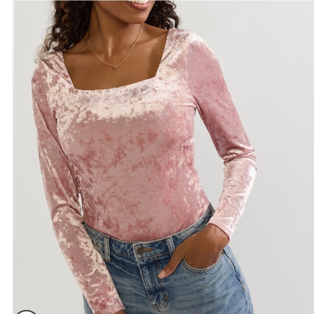 Elegant Pink Velvet Women's Top